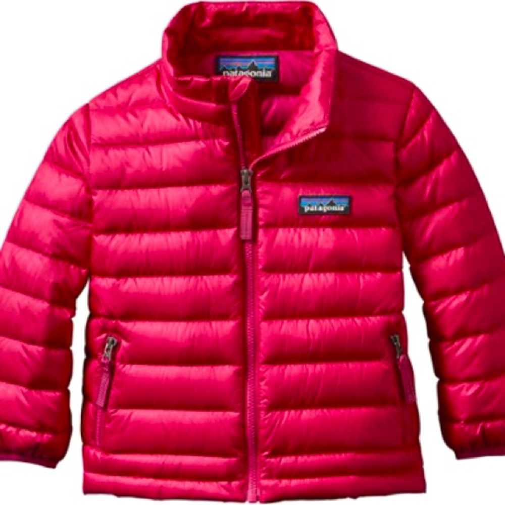 Bright pink Patagonia down jacket